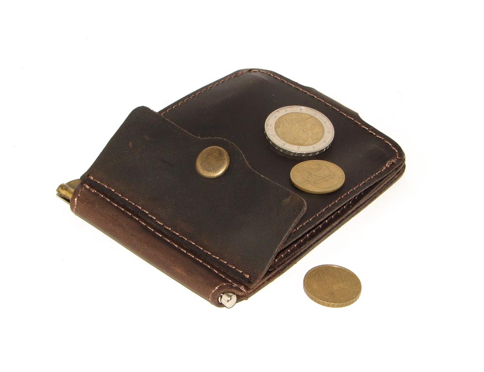 Шкіряний Затиск для Грошей DNK Leather Затиск-H з монетником коричневий Шкіряний Затиск для Грошей DNK Leather Затиск-H з монетником коричневий